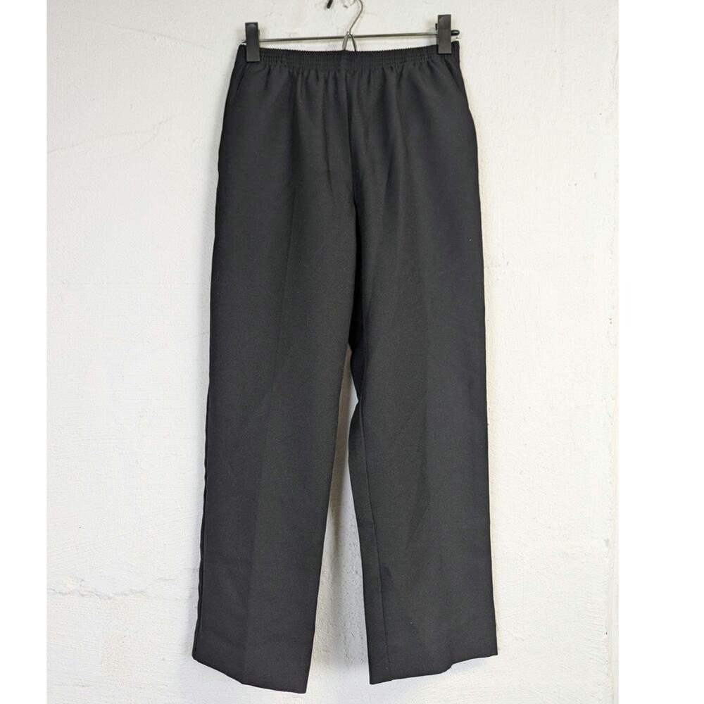 Vtg High Rise Trousers Straight Leg Pull On Black Minimalist Womens 6 Petite